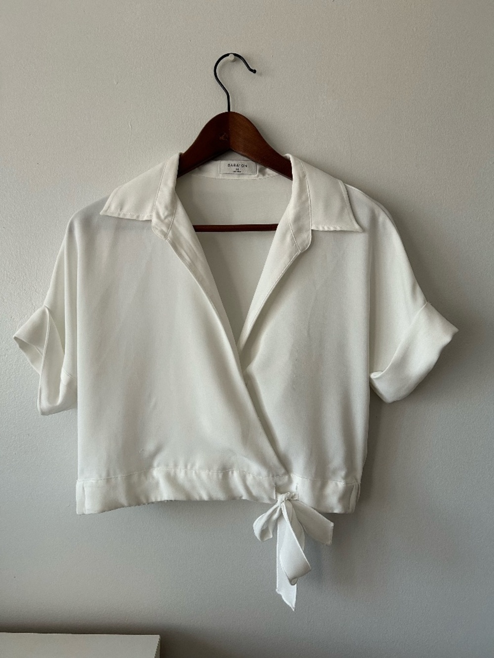 Babaton White Wrap Crop Top | Size XS-M